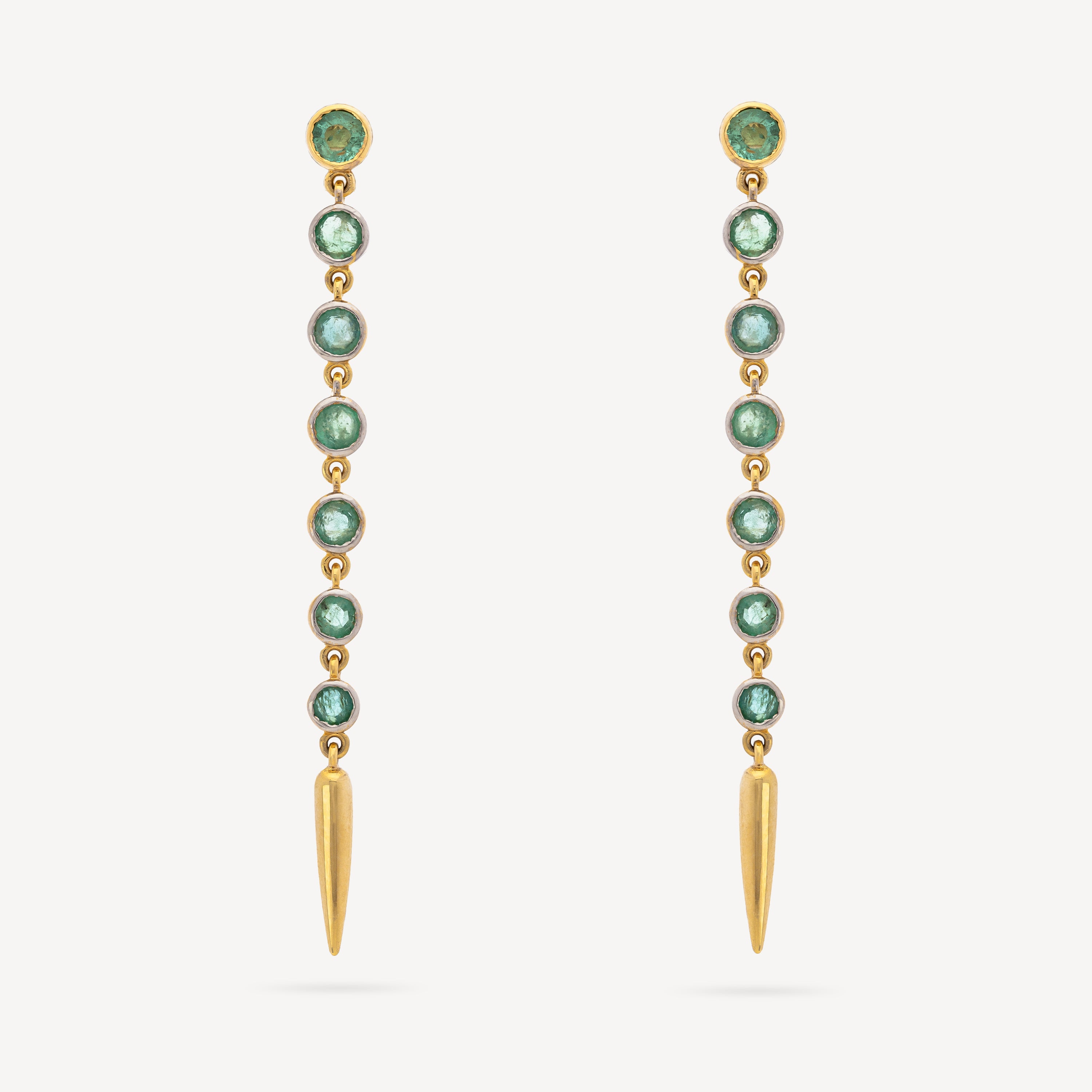 Emerald Linear Spike Drop Earrings