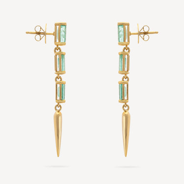 Emerald Linear Baguette Spike Earrings