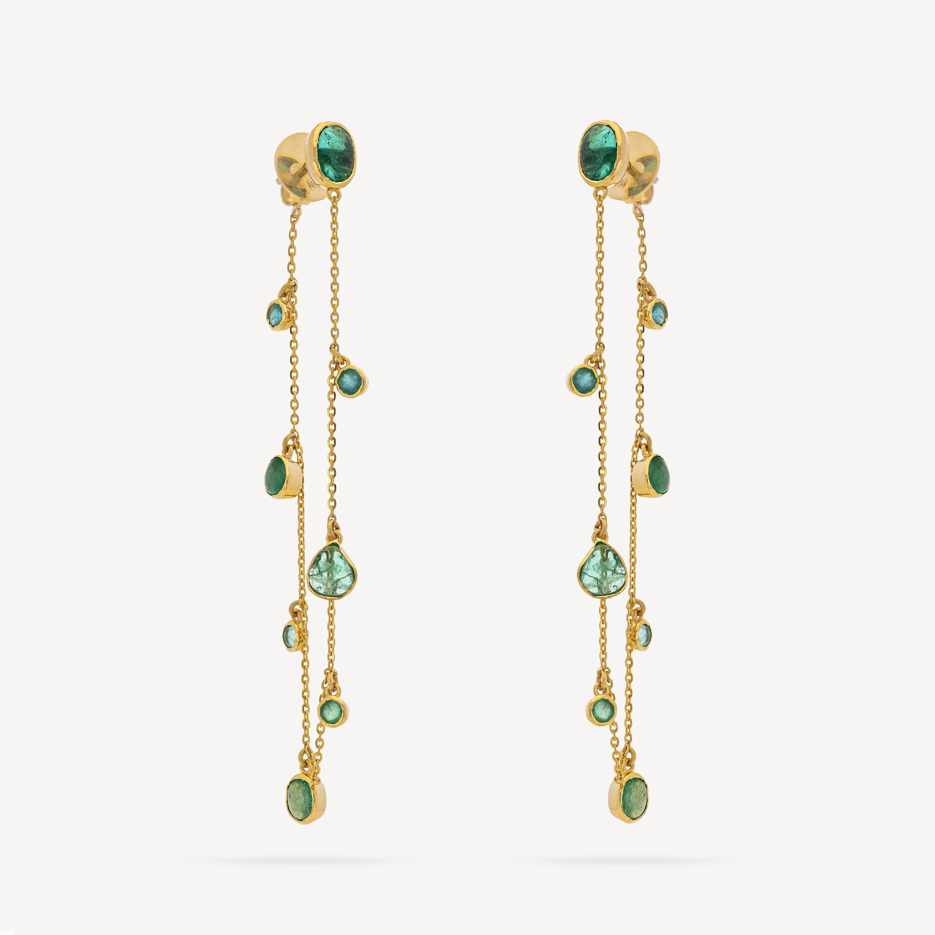 Rainfall Drop Emerald Earrings