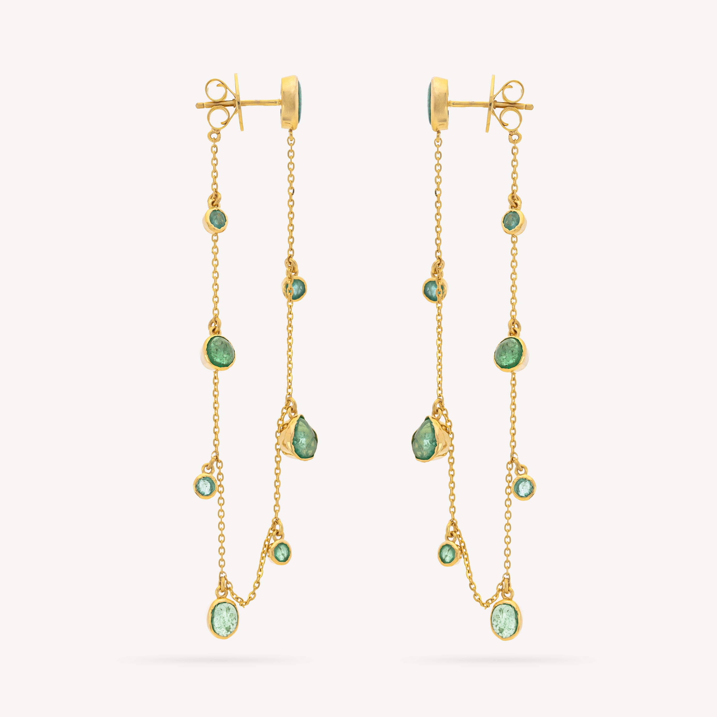 Rainfall Drop Emerald Earrings