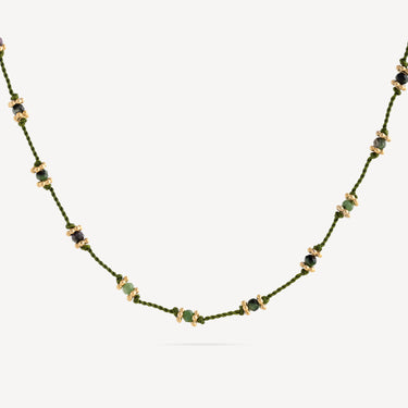 Lotus Ruby Zoisite Green Thread Necklace