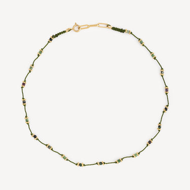 Lotus Ruby Zoisite Green Thread Necklace