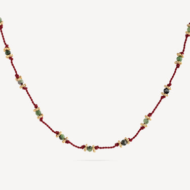 Necklace Lotus Ruby Zoisite Red Thread