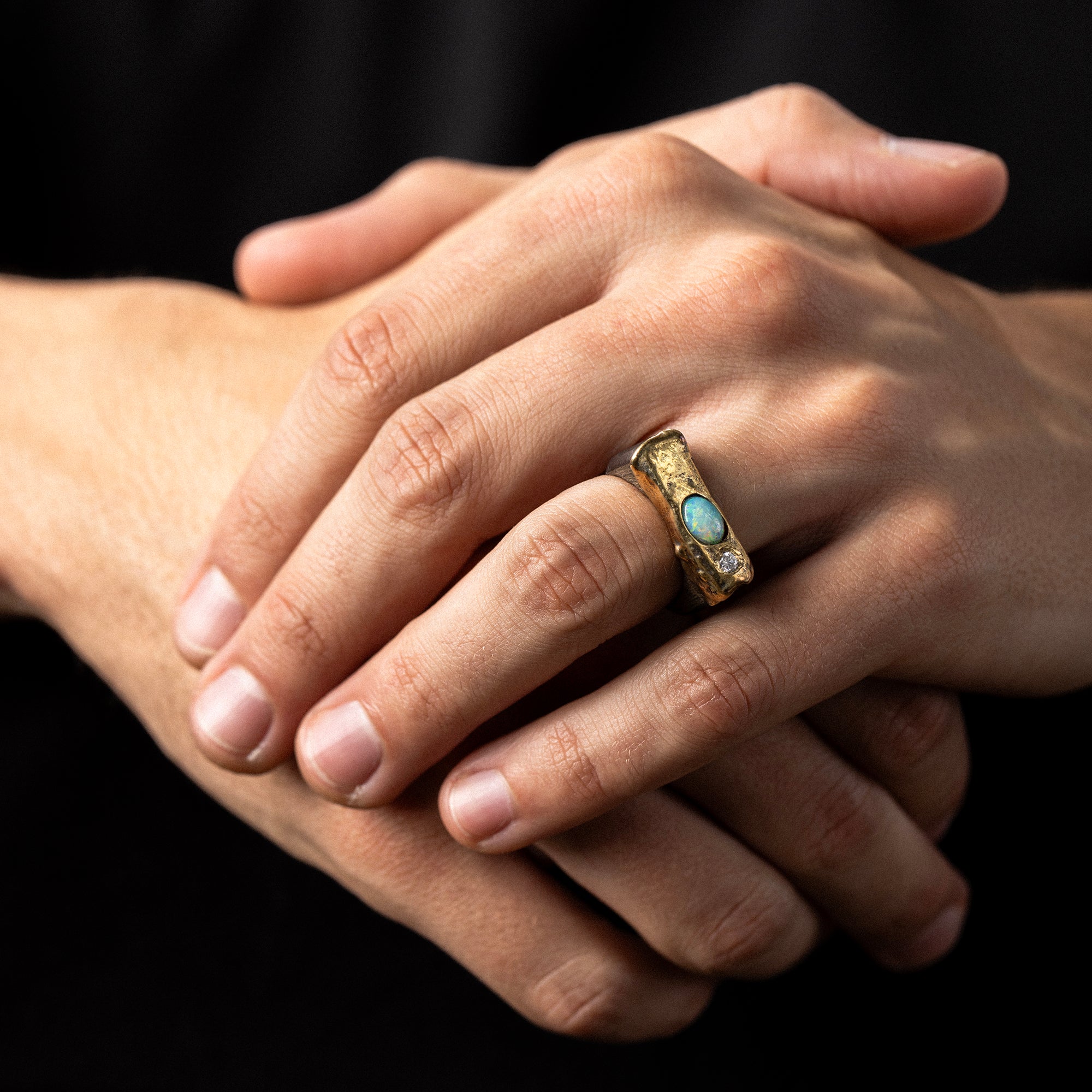 Opal Silver and Yellow Gold Ring