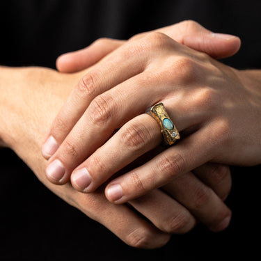 Opal Silver and Yellow Gold Ring