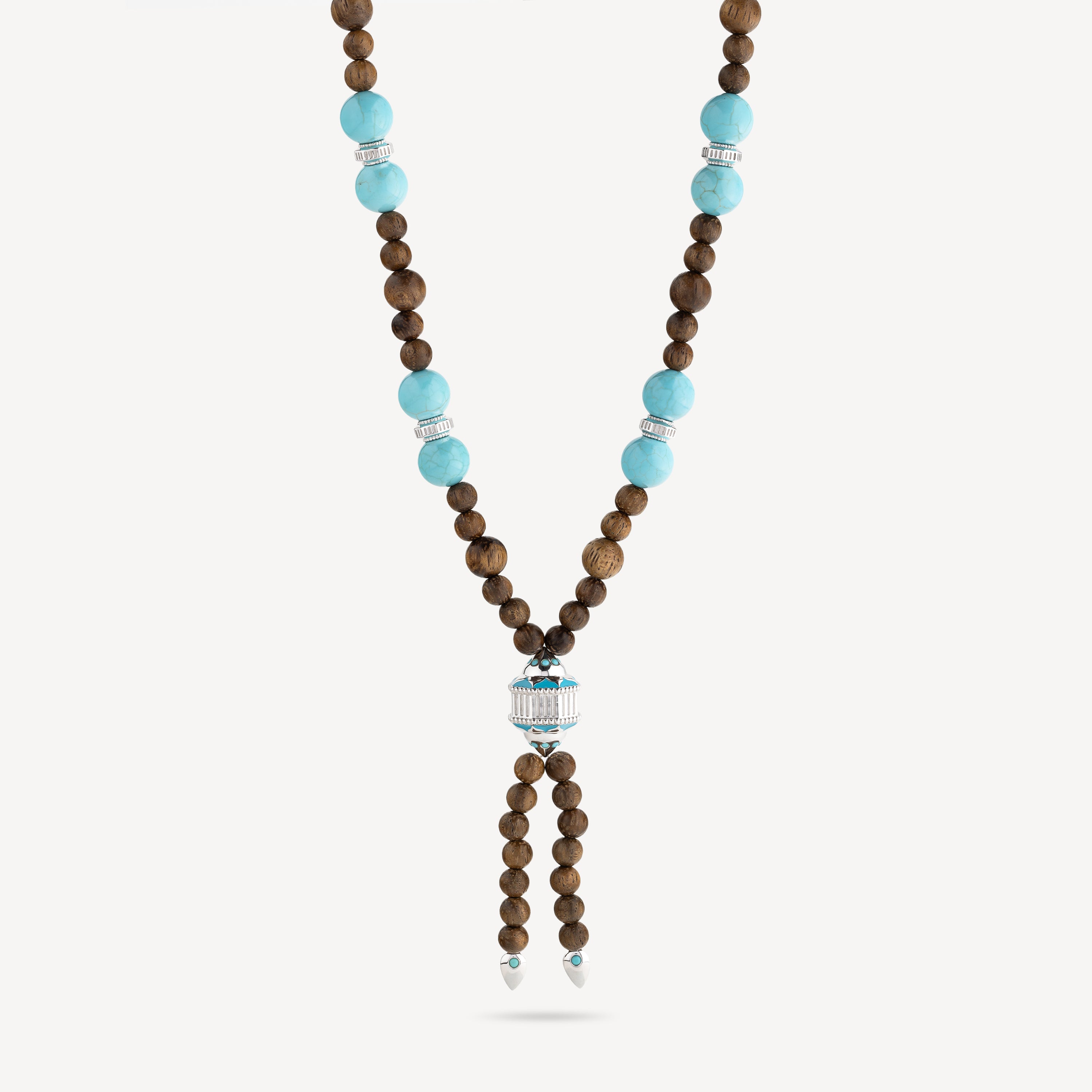 Mala Wood Turquoise Necklace