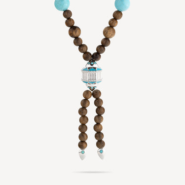 Mala Wood Turquoise Necklace