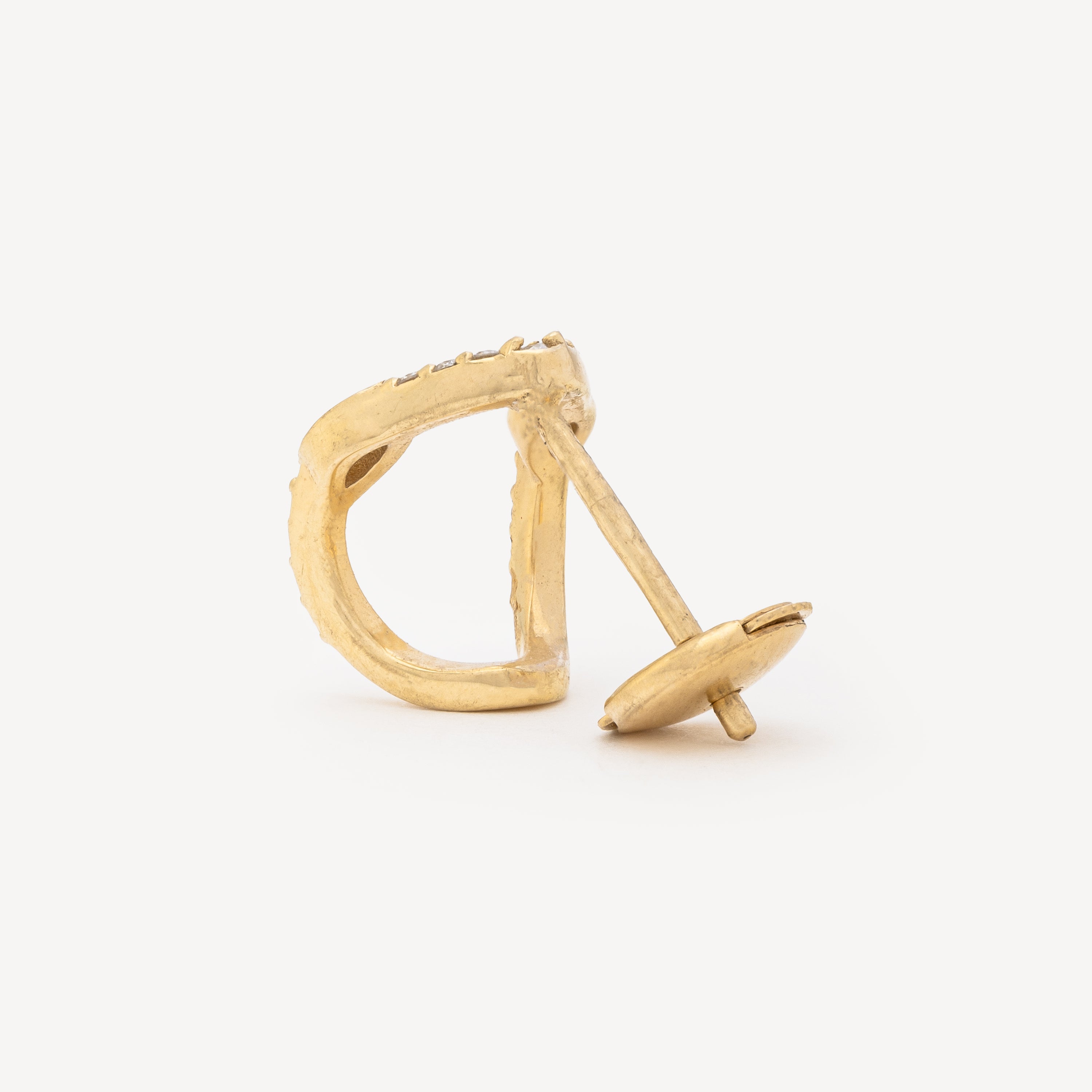 Earring Small Wishbone Yellow Gold