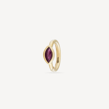 Hoop 6.5mm Yellow Gold Marquise Ruby 3x2mm