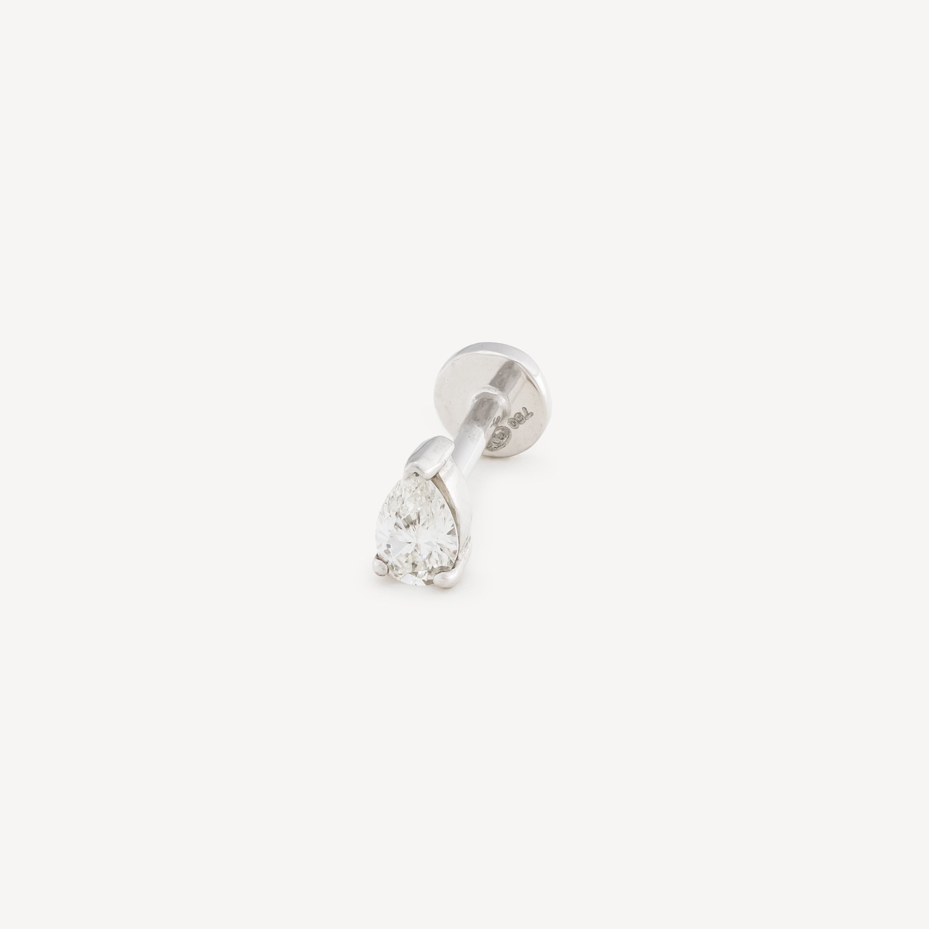 Stud Piercing 8mm Pear 3.5x2.5mm White Gold