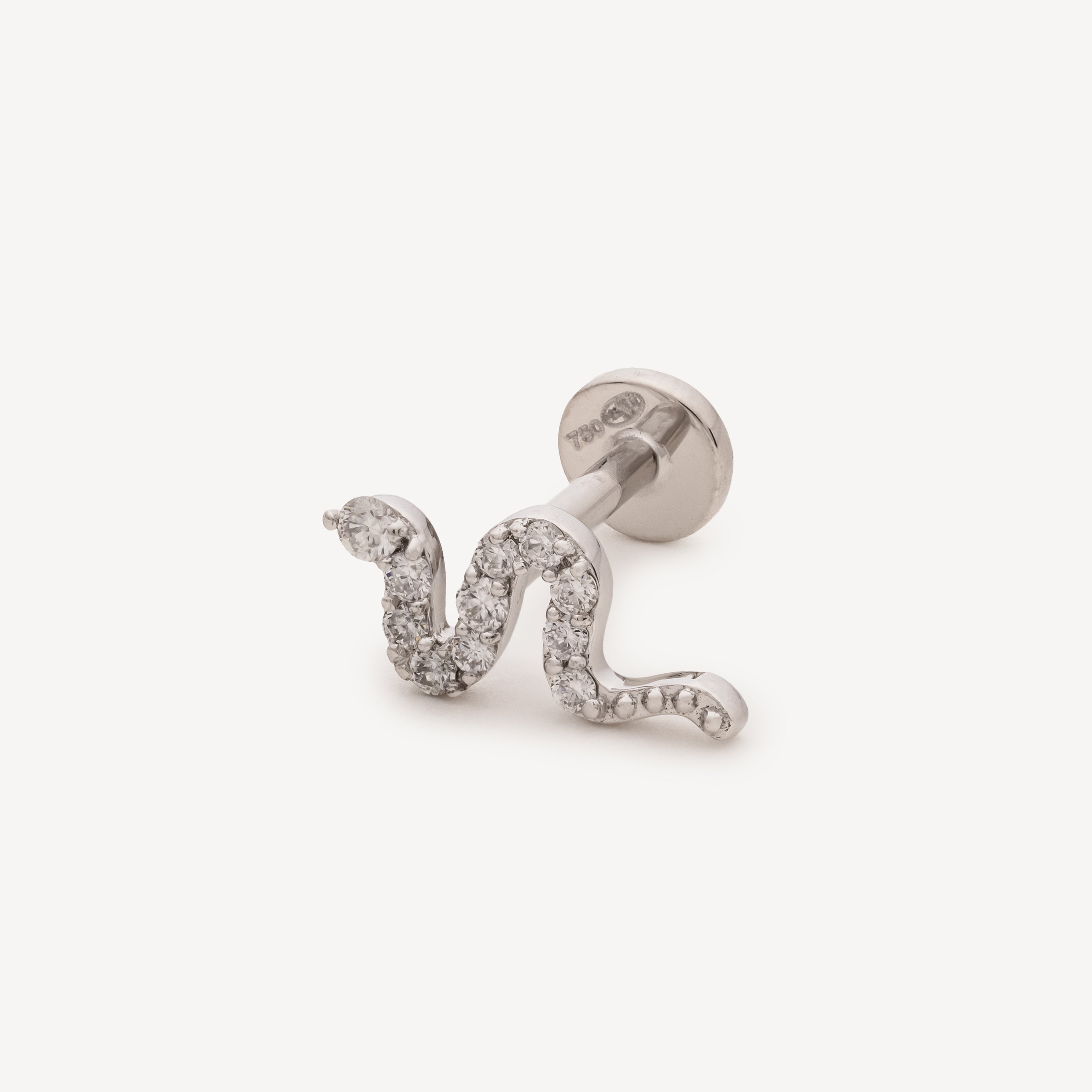 Piercing Stud Snake Pave White Gold