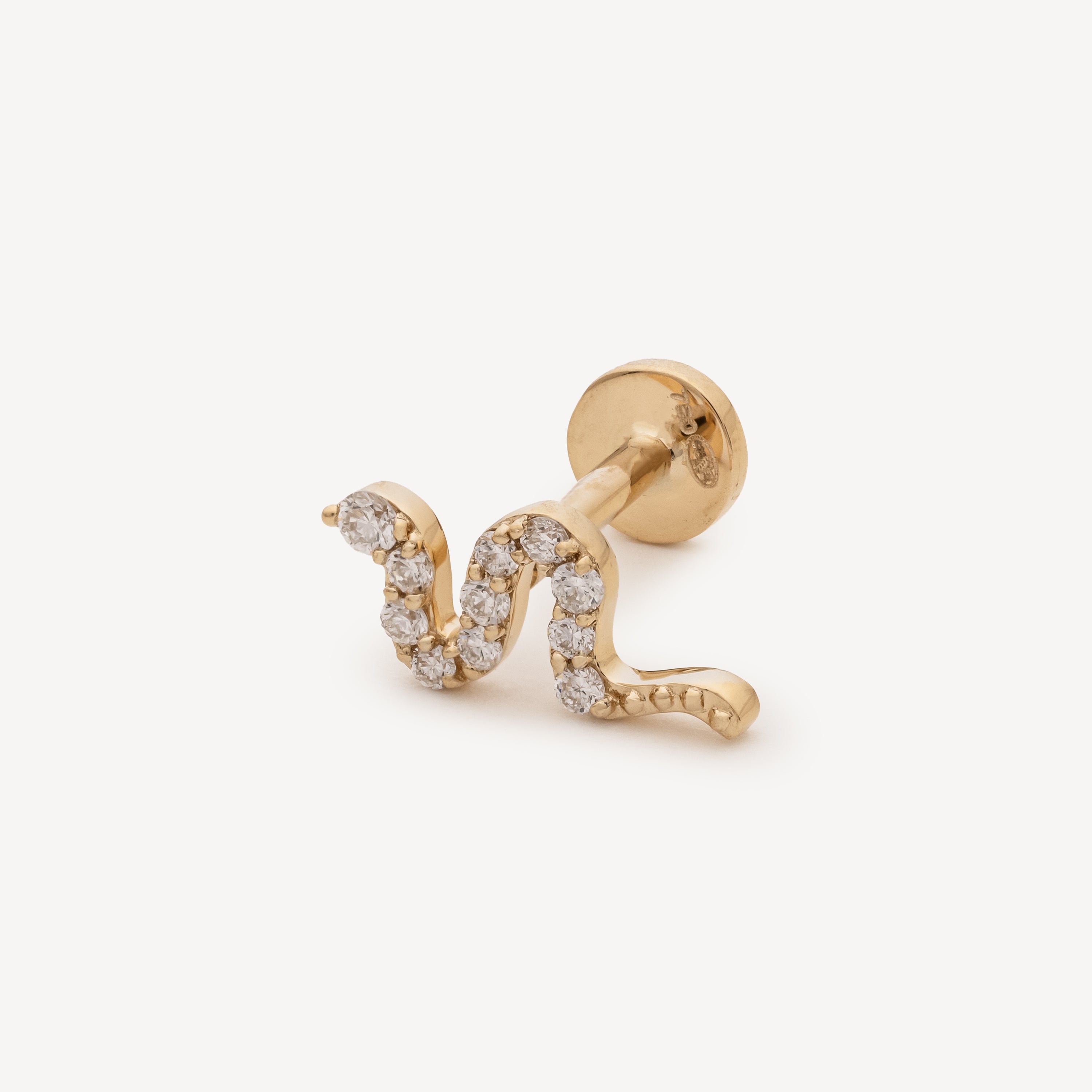 Piercing Stud Snake Pave Yellow Gold