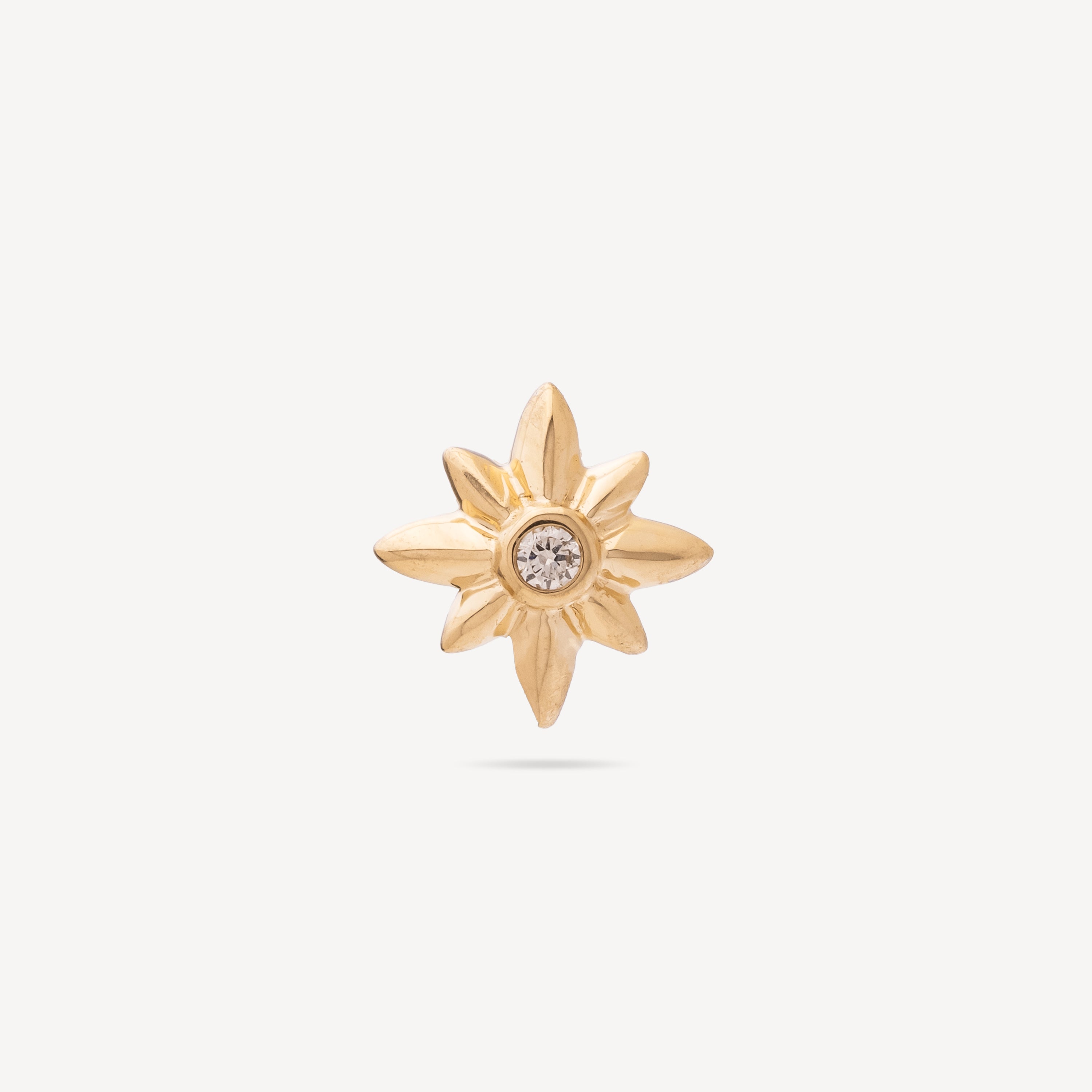 Piercing Stud Mini Rose Vents Diamants Yellow Gold