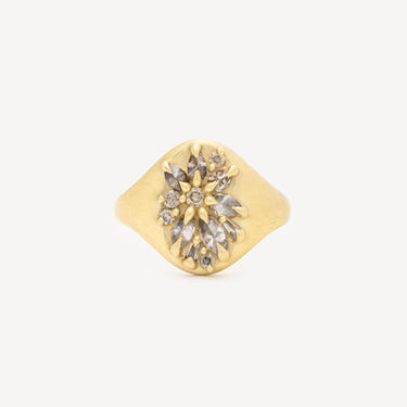 Lotus Signet Diamond Ring