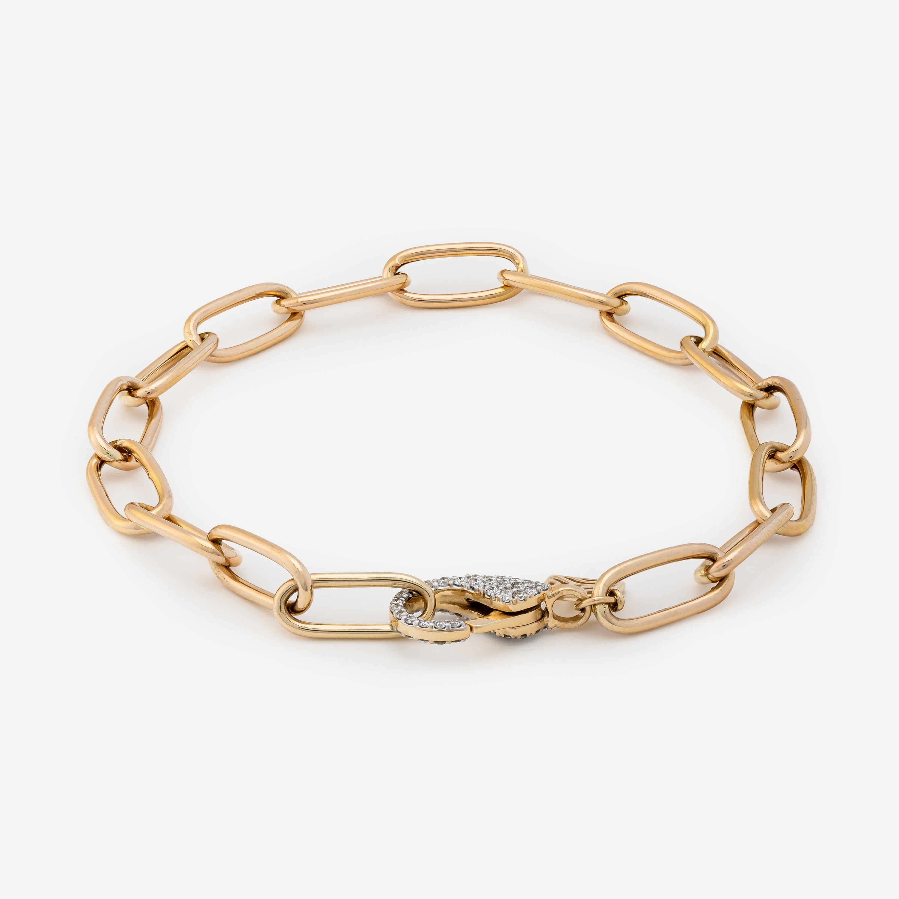 Gold Chain Bracelet with Diamond Clasp