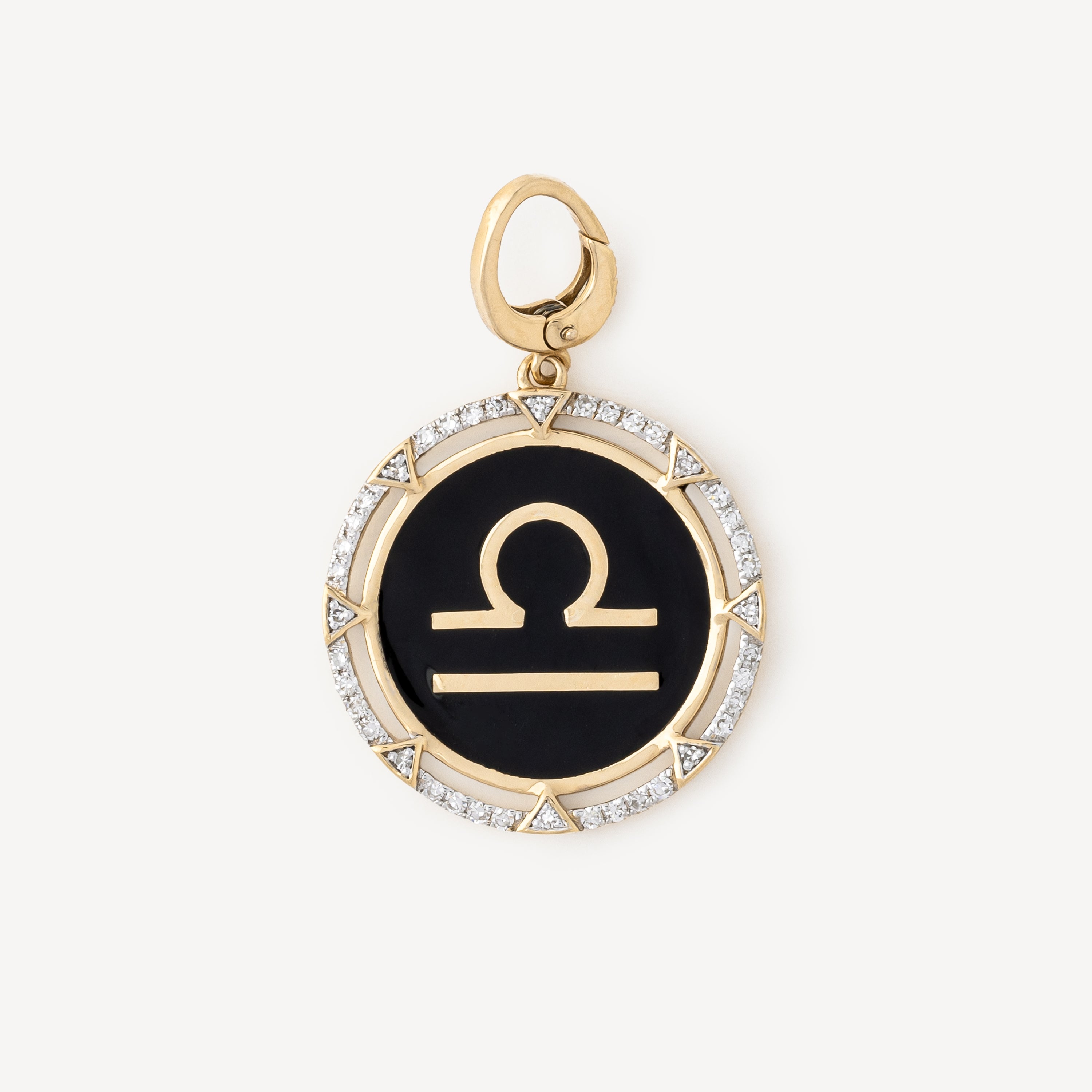 Charm Round Libra Black Diamonds Gold