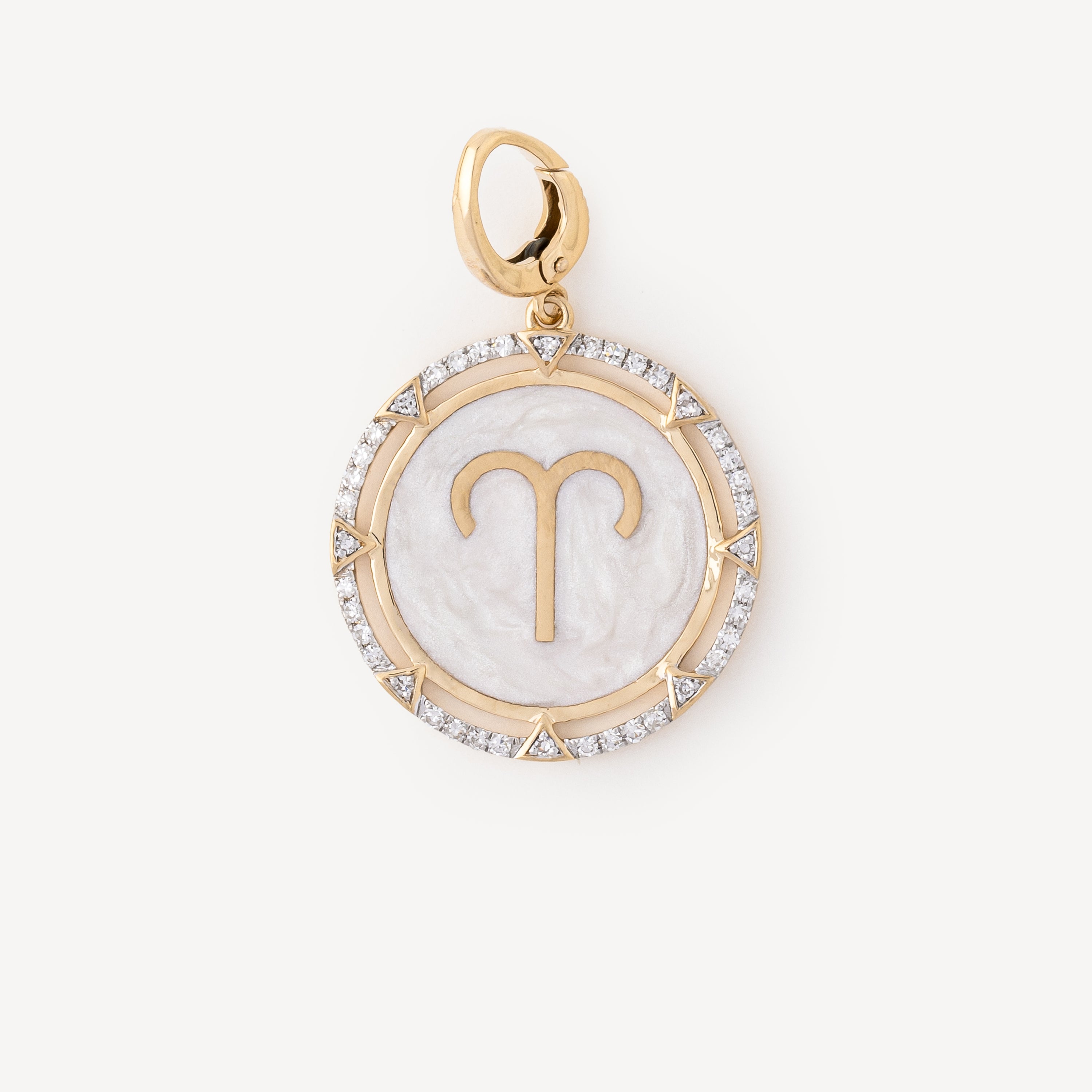 Charm Round Aries White Diamonds Gold