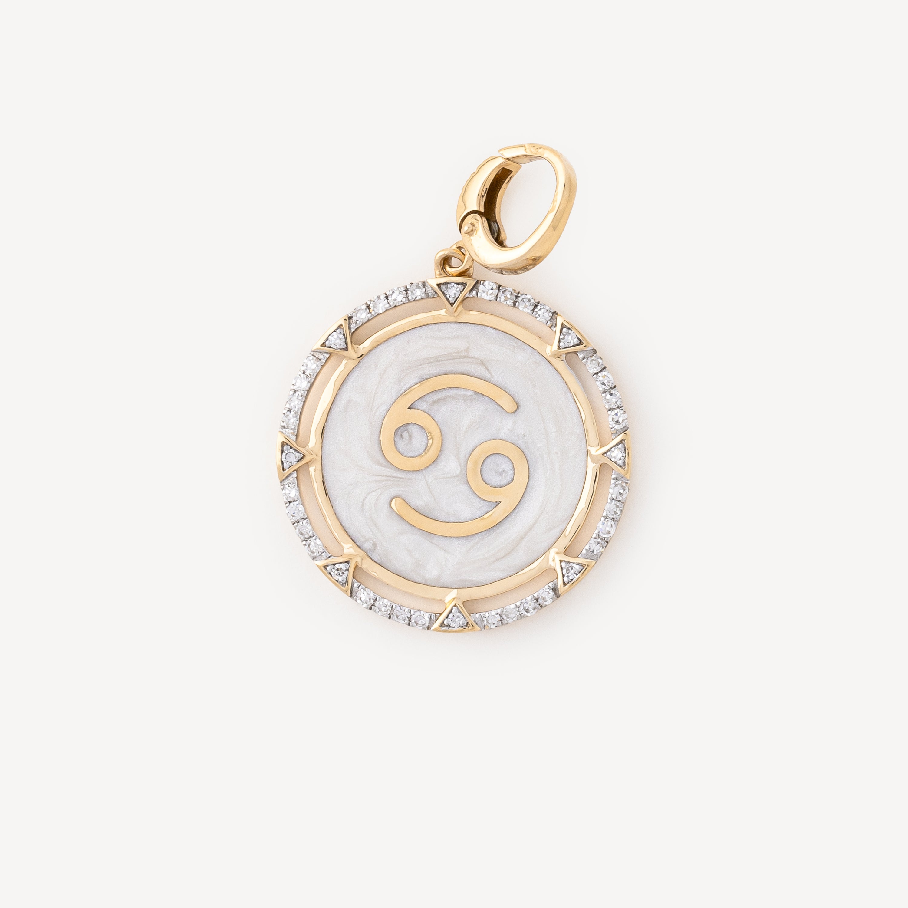 Charm Round Cancer White Diamonds Gold