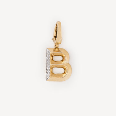 Alphabet B Diamonds Gold Charm