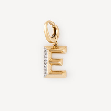 Alphabet E Diamonds Gold Charm