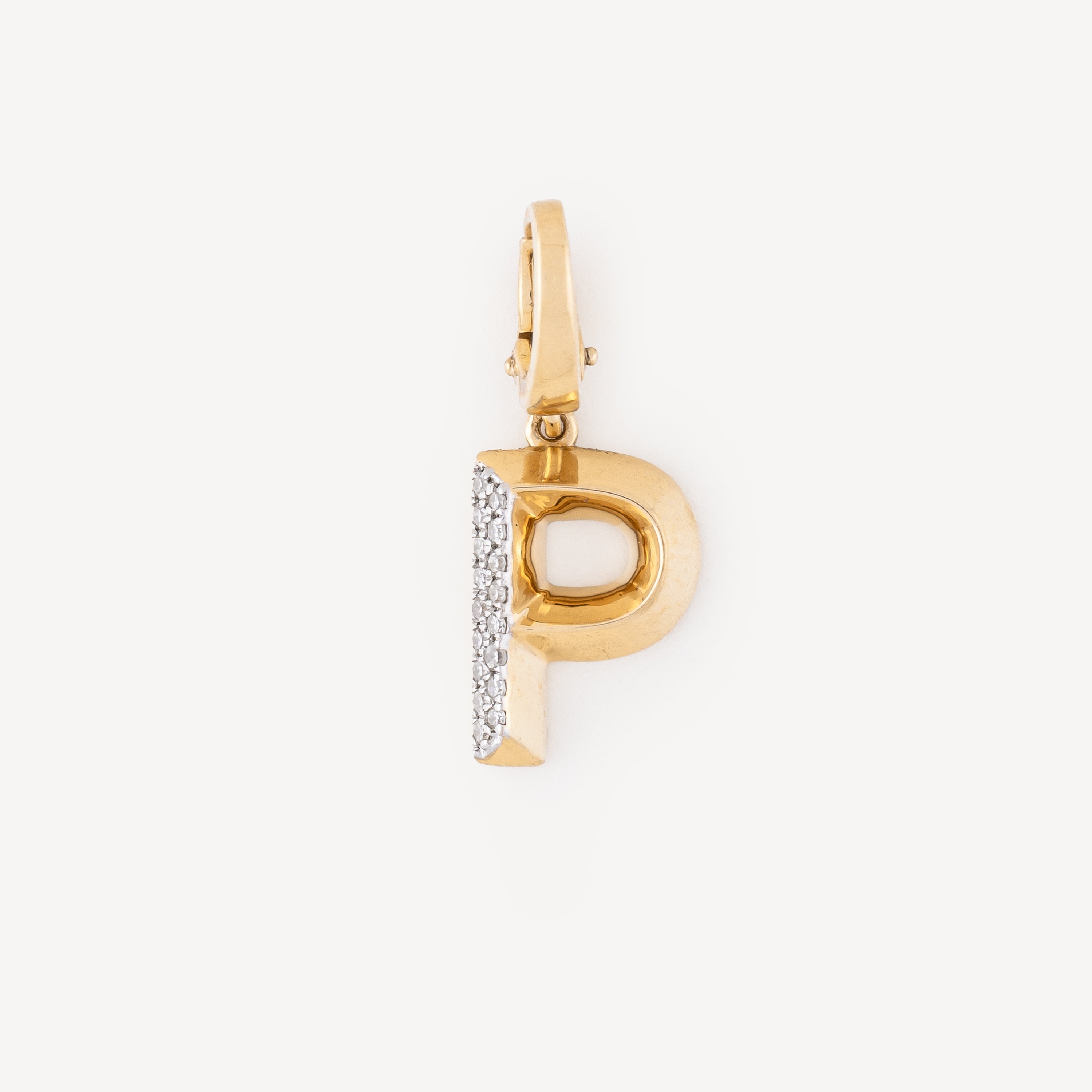 Alphabet P Diamonds Gold Charm