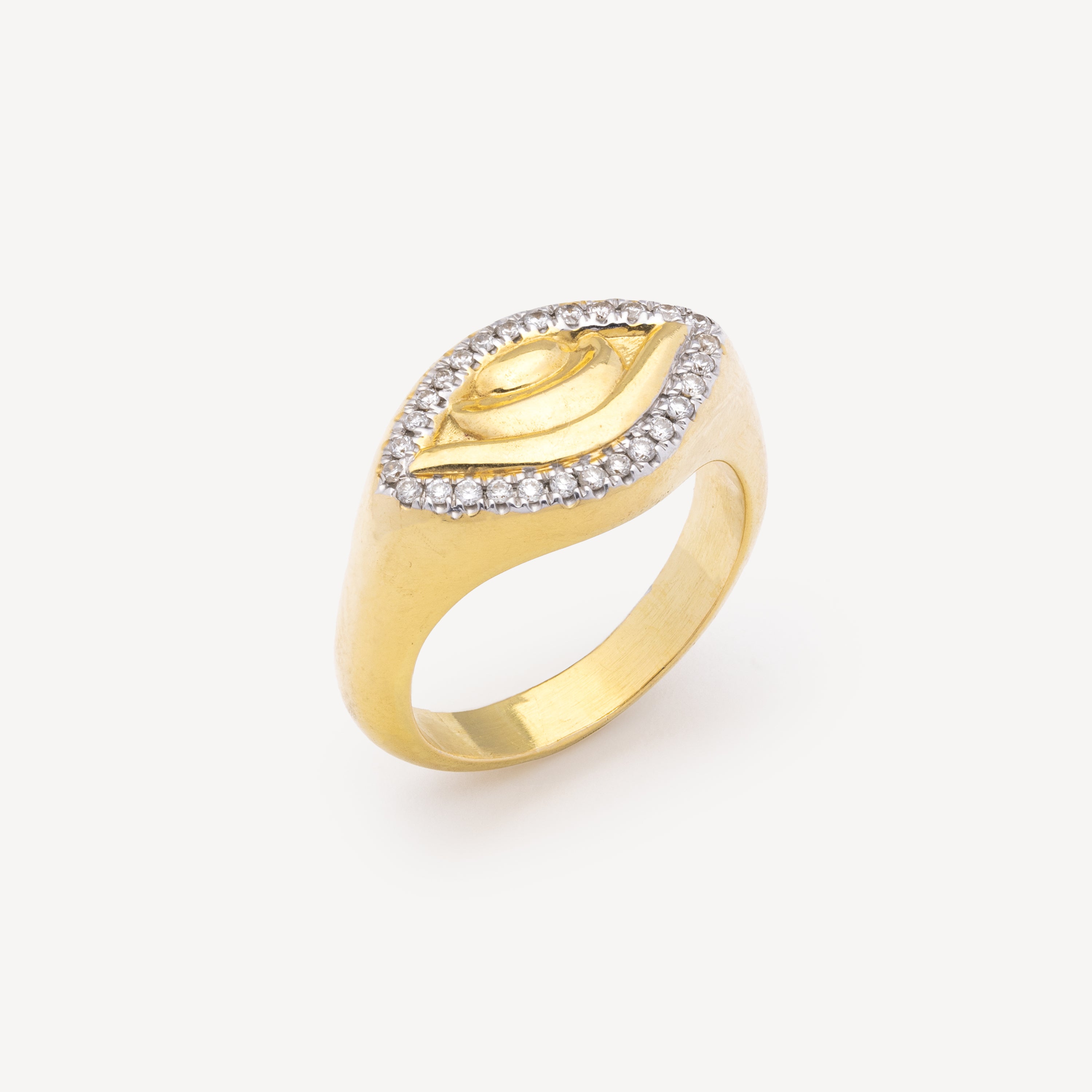 Protective Eye Ring Yellow Gold Diamonds