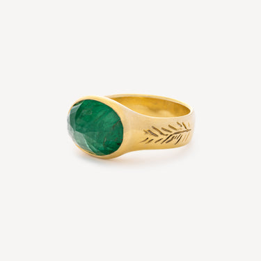 Emerald Olive Branch Ring