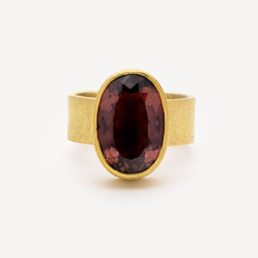 Ring Large Faceted Oval Red Tourmaline