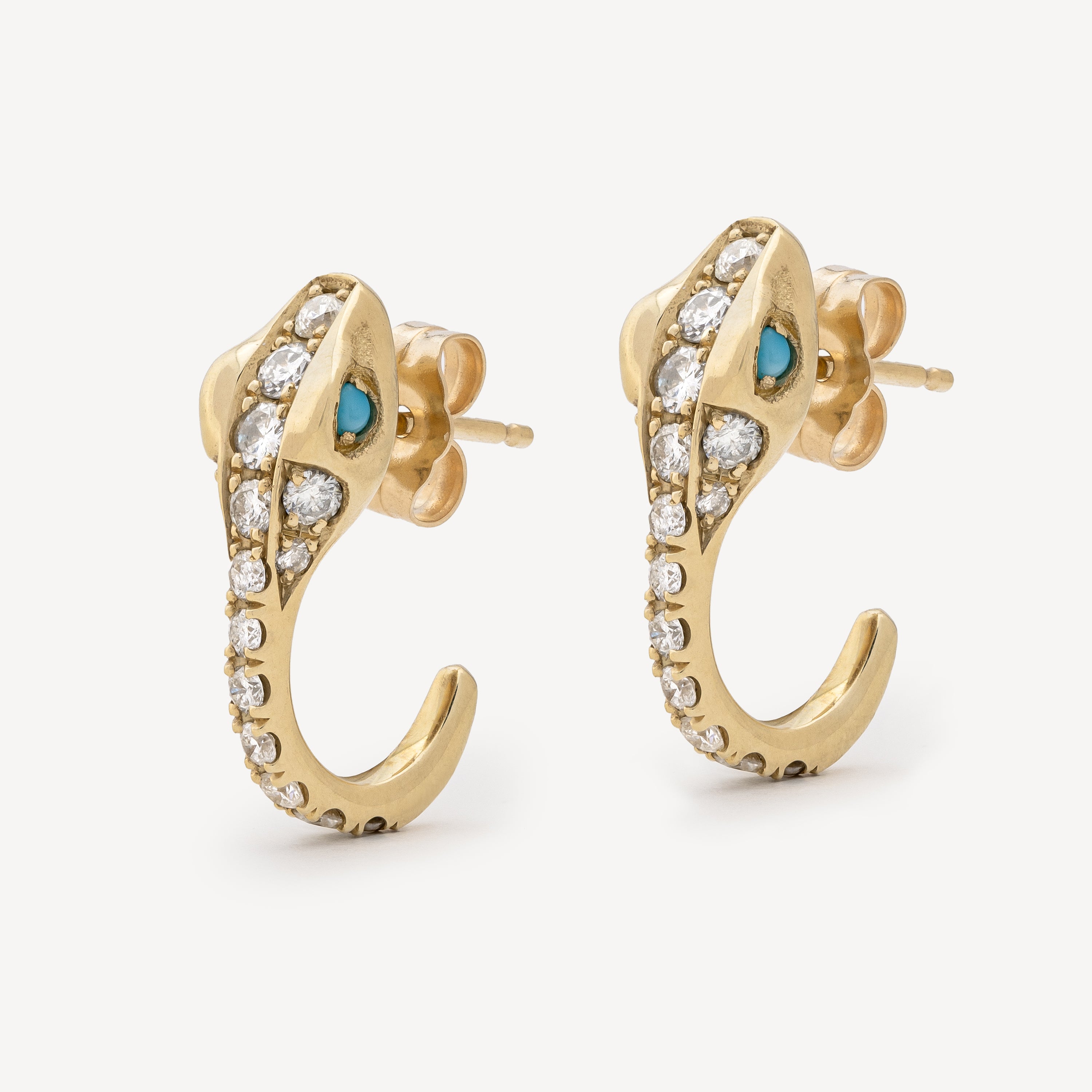 Earrings Diamond Snake Turquoise Eyes