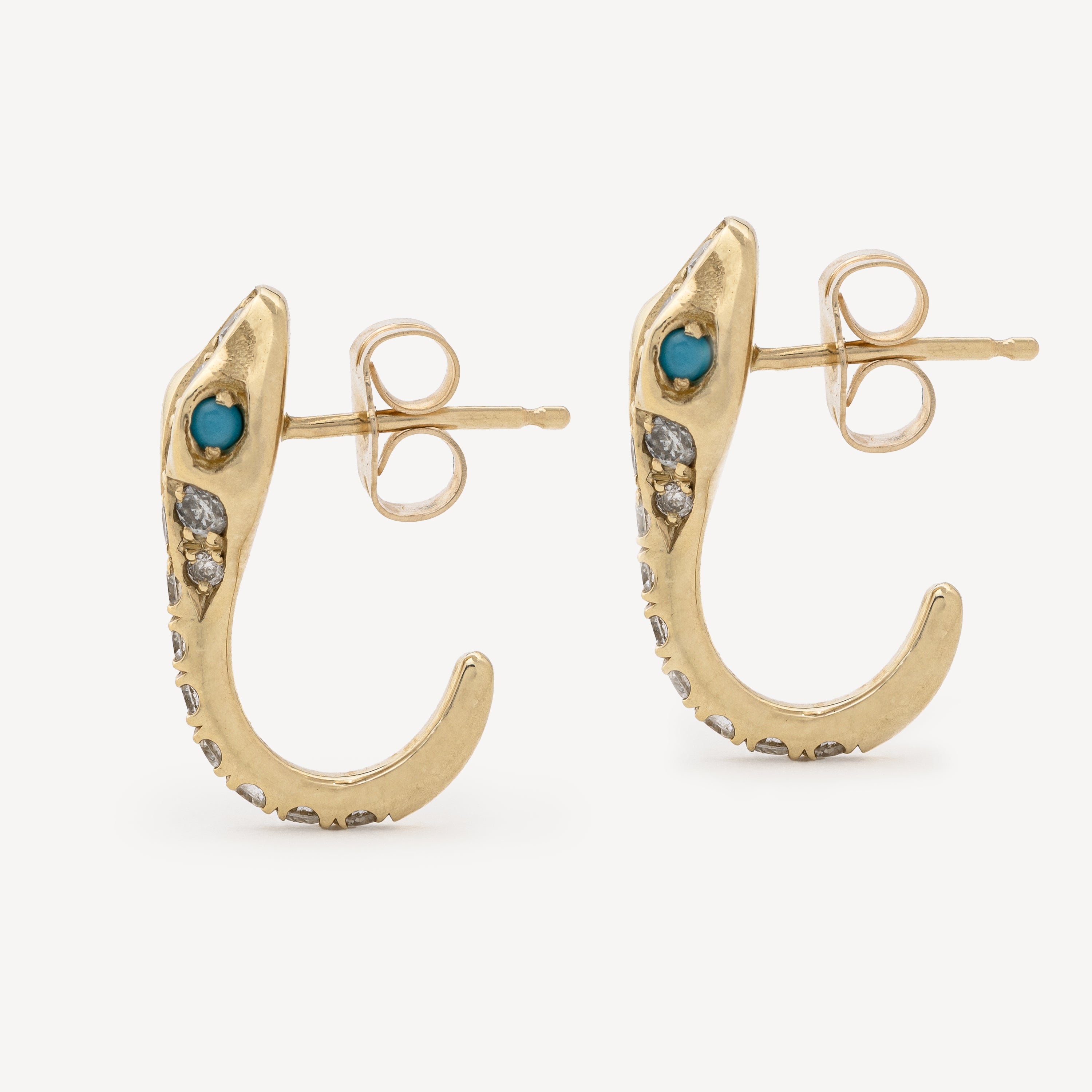 Earrings Diamond Snake Turquoise Eyes