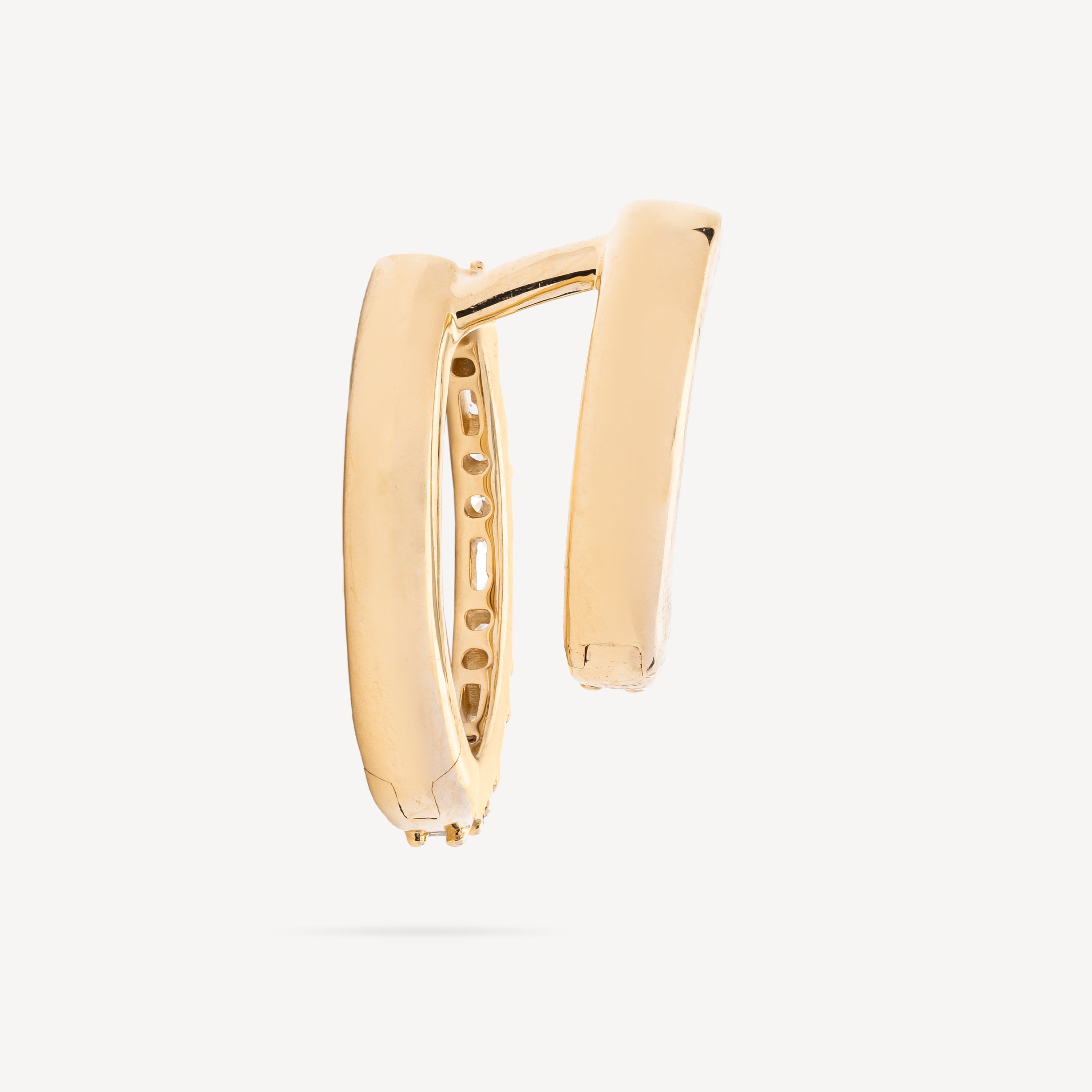 Double Hoop Marie Baguette Yellow Gold Diamonds