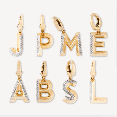 Alphabet M Diamonds Gold Charm