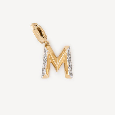 Alphabet M Diamonds Gold Charm