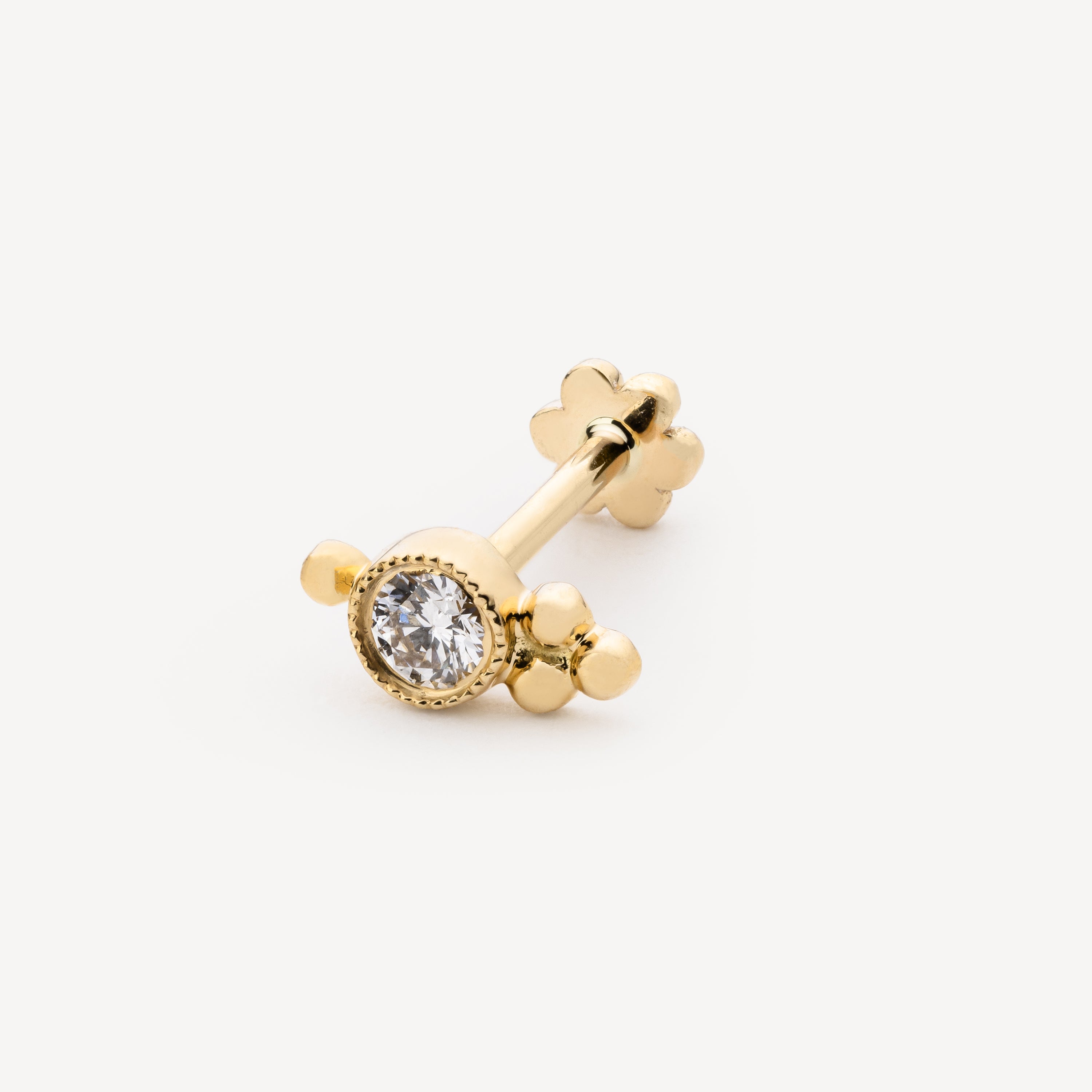 Earrings Diamond Four Ball Trinity Stud Yellow Gold