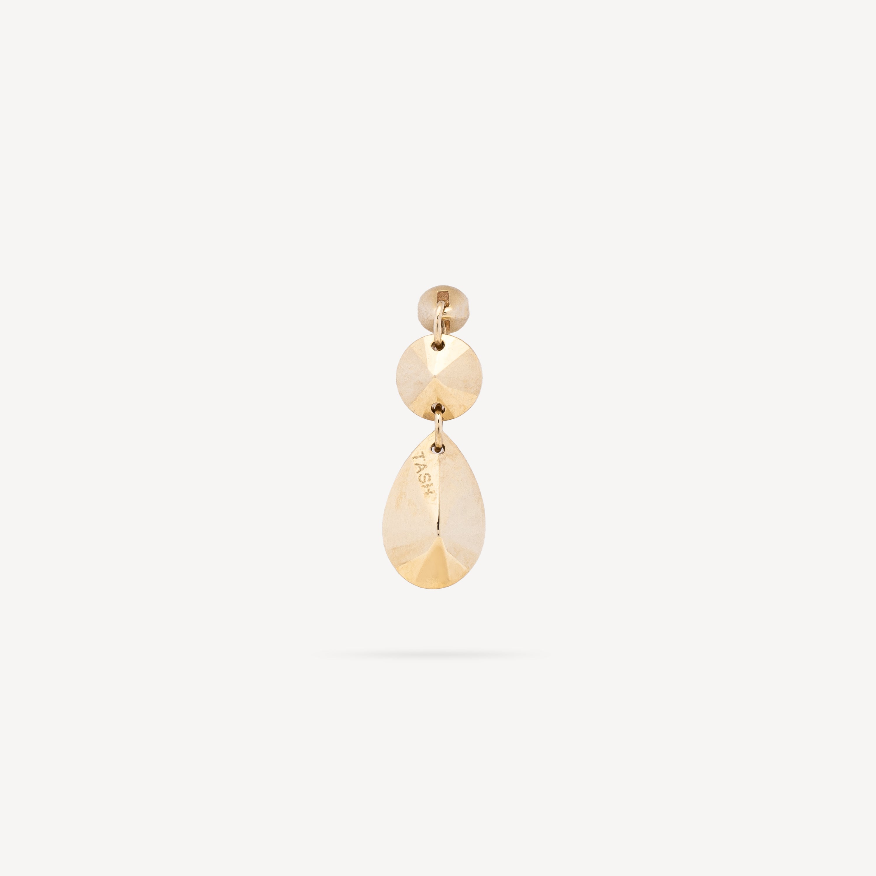 Double Faceted Gold Thread Charm Stud Earring