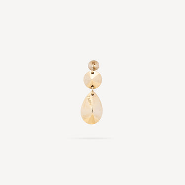 Double Faceted Gold Thread Charm Stud Earring