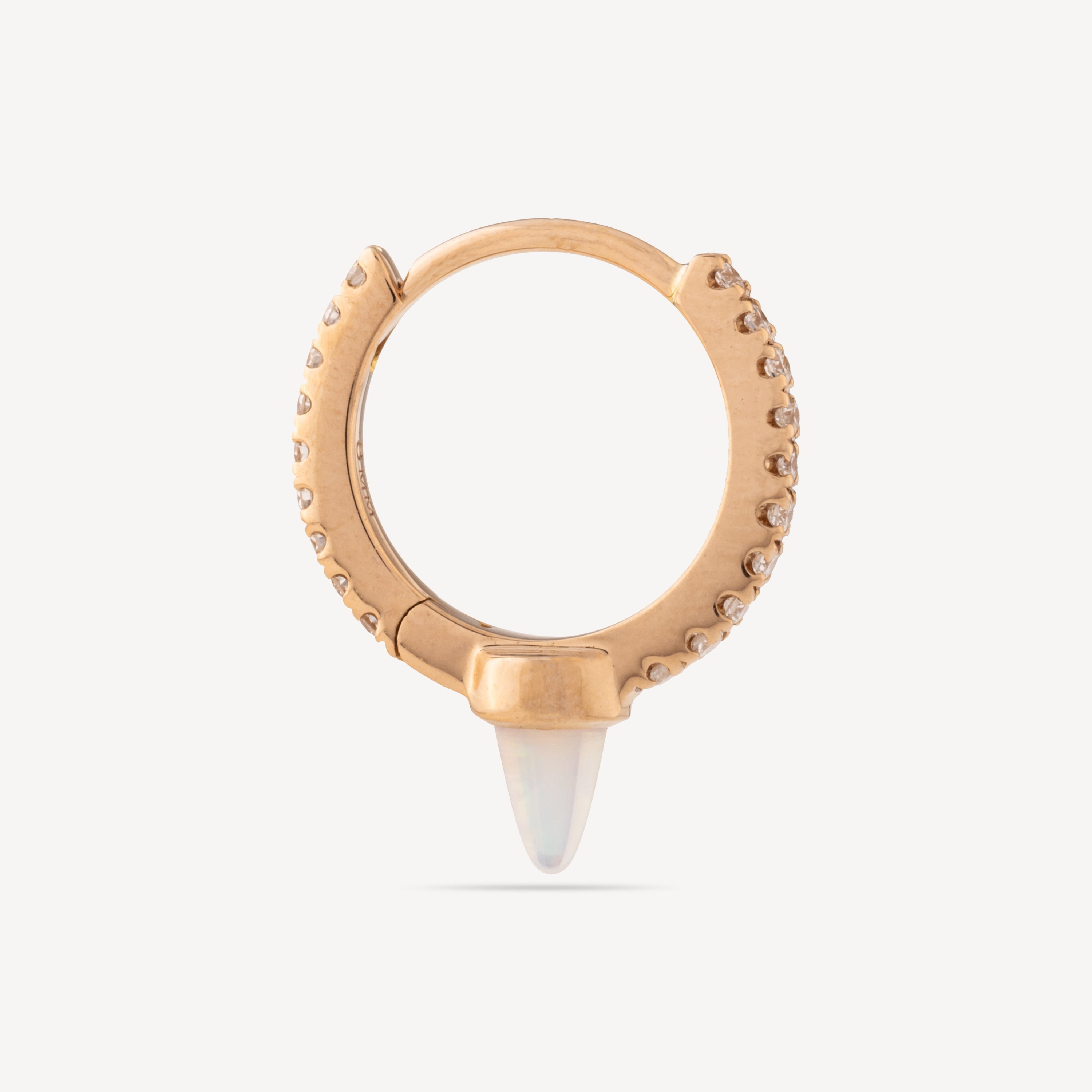 Hoop Earring 8mm Spike Opal Diamond Rose Gold