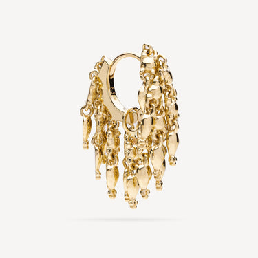 Earring Tassel Eternity Hoop Yellow Gold