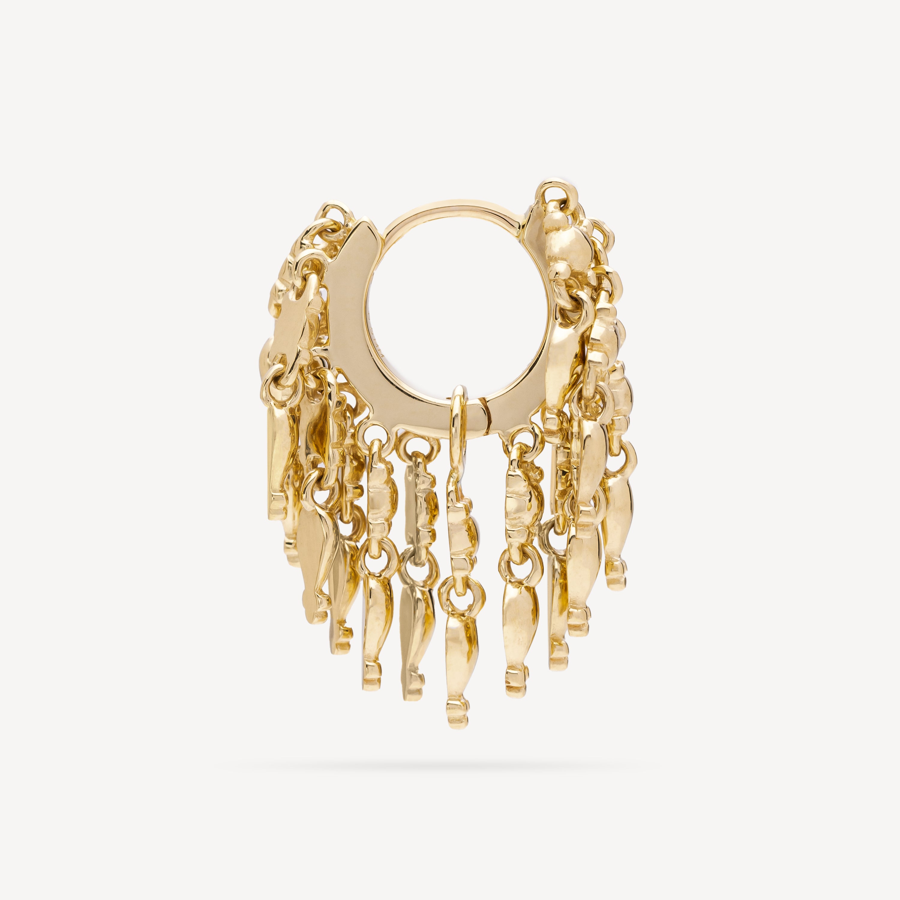 Earring Tassel Eternity Hoop Yellow Gold