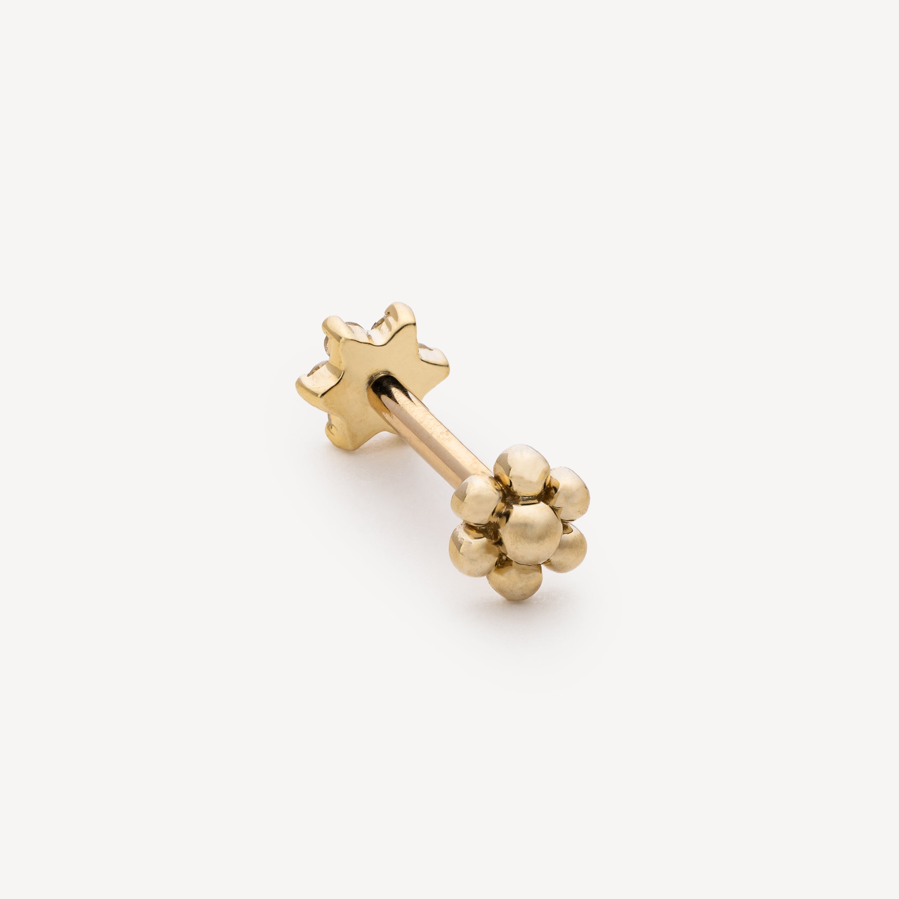 Earrings Diamond Flower Threaded Stud Yellow Gold