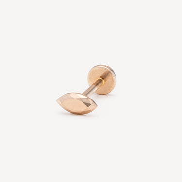 Faceted Gold Marquise Thread Stud Earrings Rose Gold