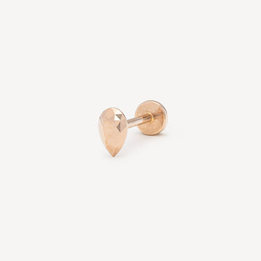 Faceted Gold Pear Threaded Stud Earrings Rose Gold