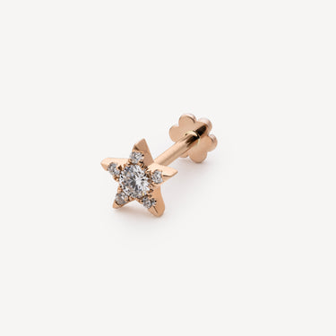 Earring 4.5mm Diamond Star Threaded Stud Rose Gold