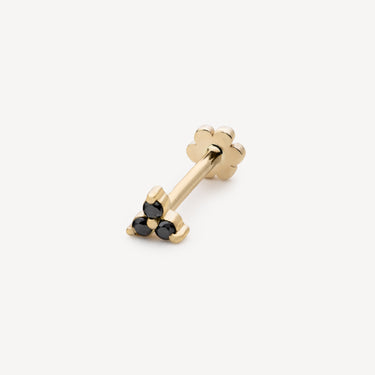 Earring Black Diamond Trinity Thread Stud Yellow Gold