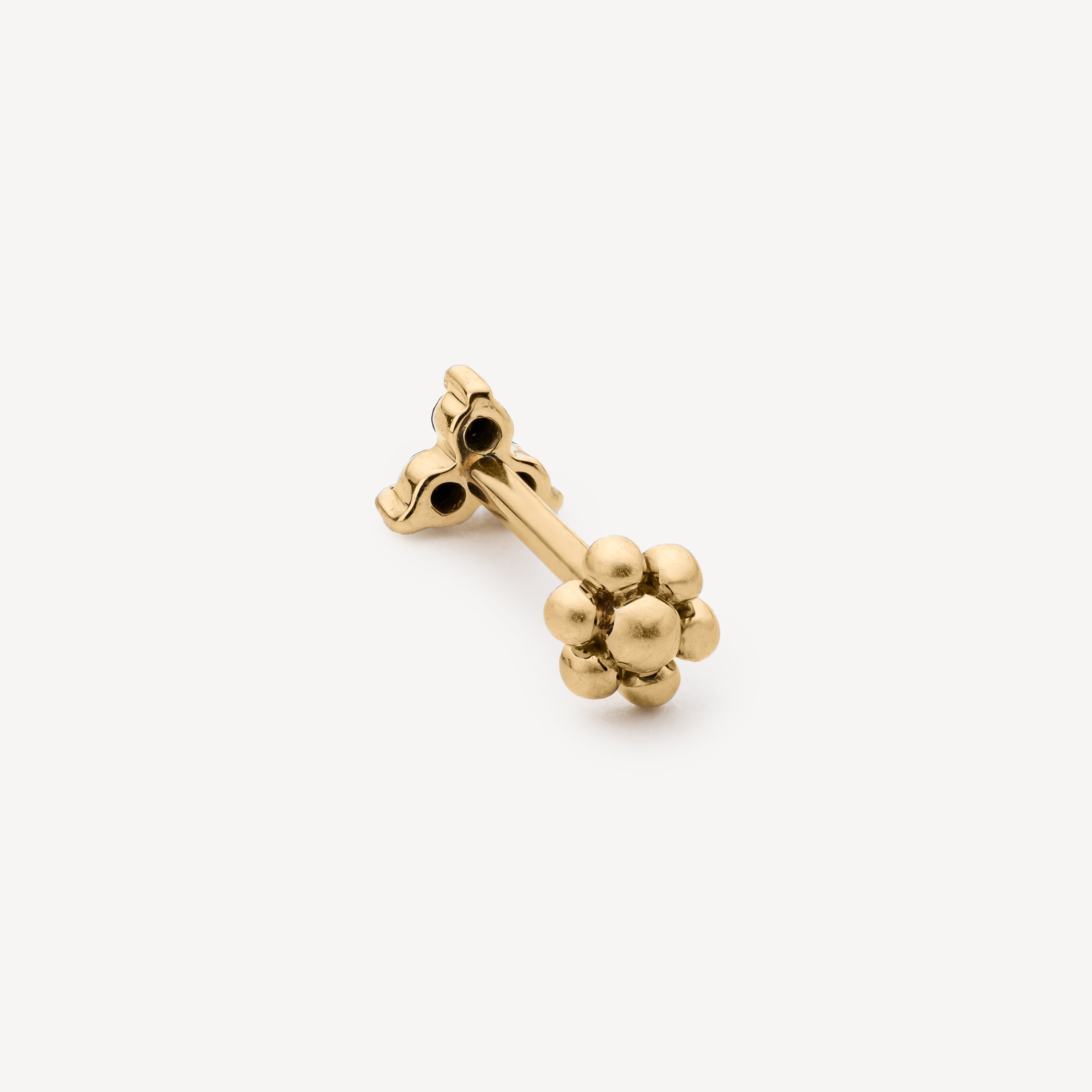 Earring Black Diamond Trinity Thread Stud Yellow Gold