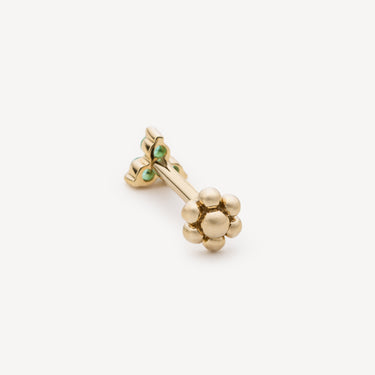 Earring Emerald Trinity Threaded Stud Yellow Gold