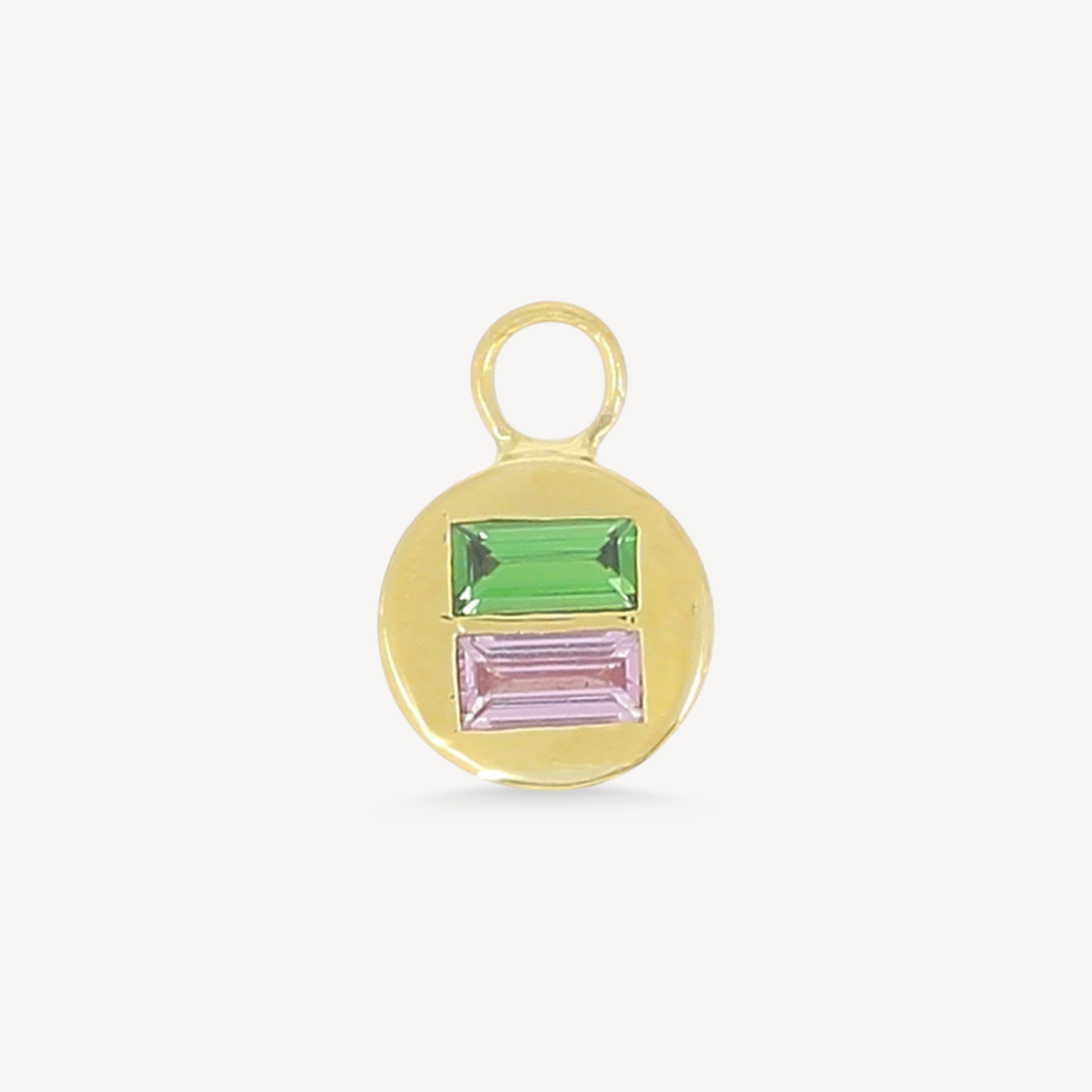 Round Pink Sapphire and Tsavorite Charm