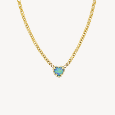 Baby Premium Opal Heart Cuban necklace