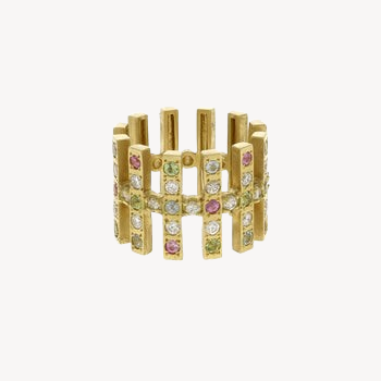 Aku Grand Model Rainbow Yellow Gold Ring