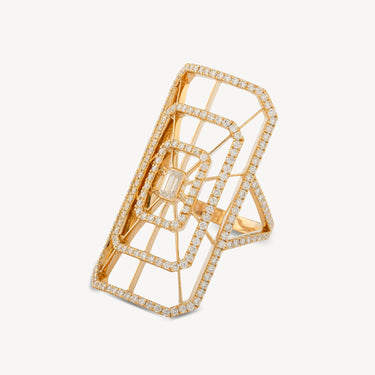 Ring Ardente Rectangle Yellow gold Diamonds